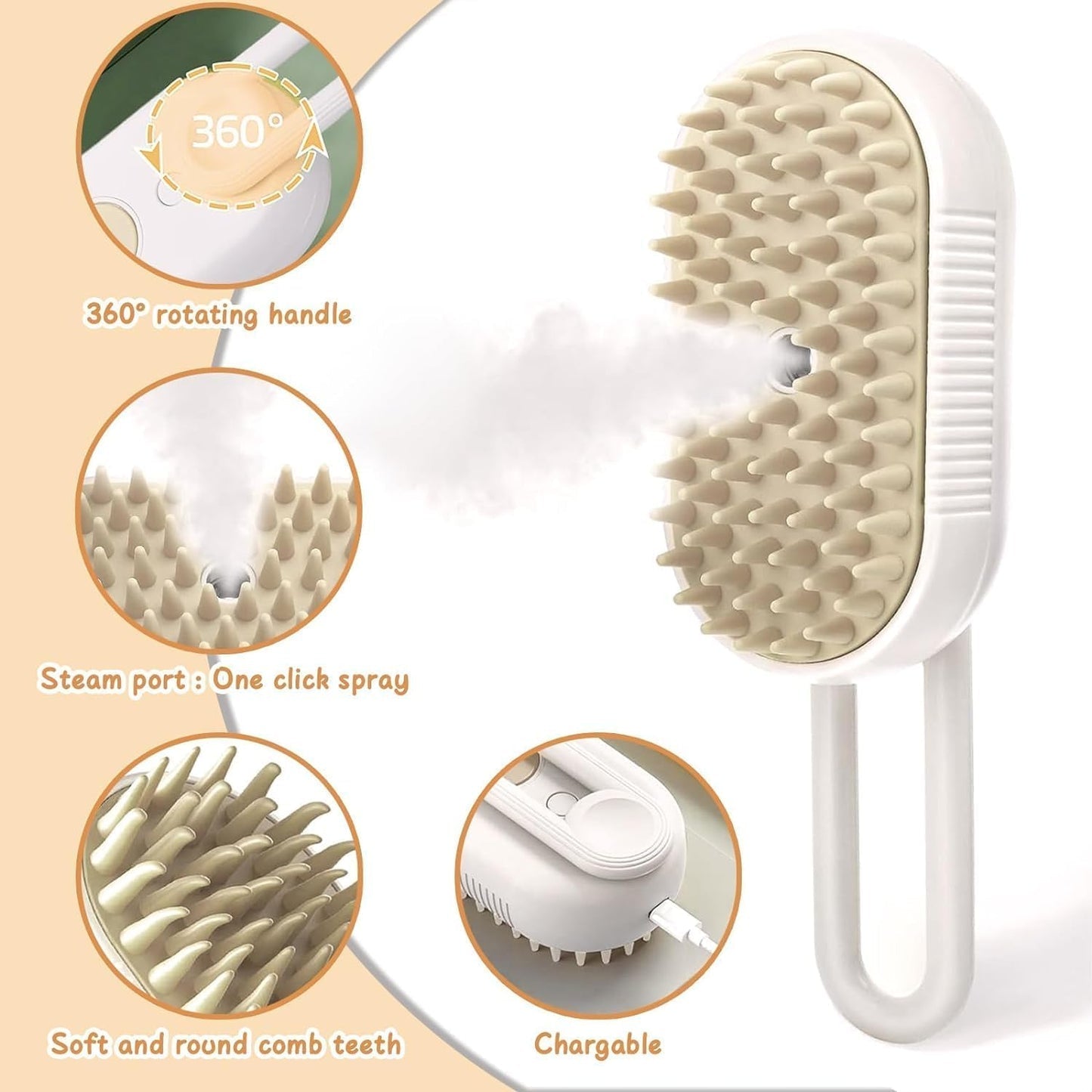 3 in 1 Pet Hair Removal Steam Comb, Perfect for Both Cats & Dogs 🐶🐱